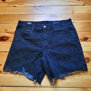Mugsy Jean Shorts Mens 36 Black Camo Stretch Raw Hem Slim Stretch 90s Punk Rock